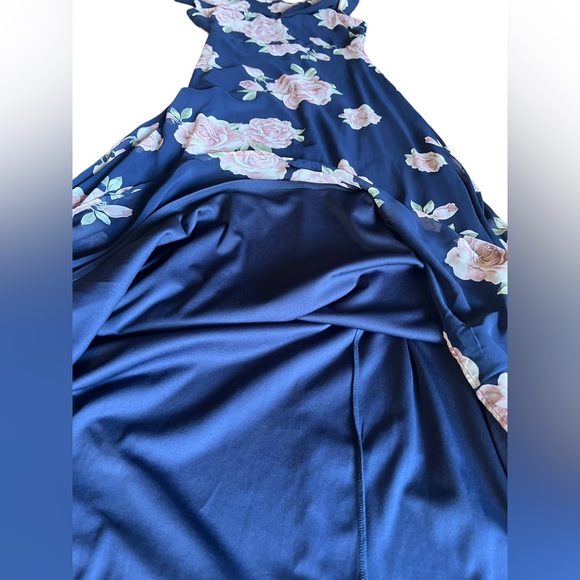 LULUS The Very Thought of You Navy Blue Floral Print Maxi Dress Gown Size M Rose - Picture 7 of 14